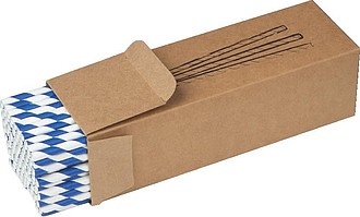 Papírové slámky, 100ks,bílá/modrá