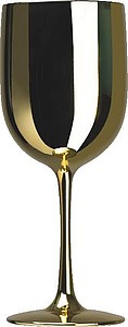 PÁRTY Plastová sklenice na víno, 460 ml, lesklá zlatá