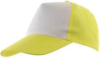 Päťpanelová šiltovka so sieťkou, bielo-žltá
