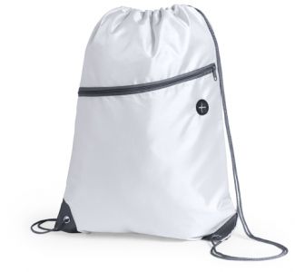 PELU Sťahovací batoh s vreckom na zips, biela