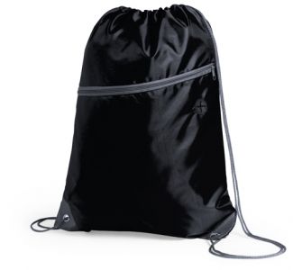 PELU Sťahovací batoh s vreckom na zips, čierna