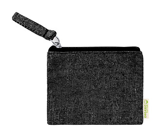 Peněženka na zip z recyklované bavlny, černá