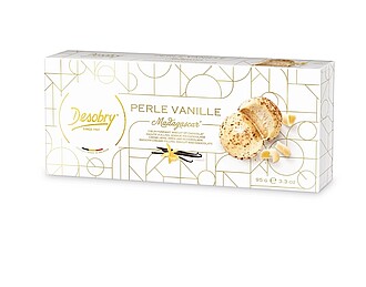 PERLE čokoládové sušenky s bílou čokoládou a vanilkovou náplní 95 g