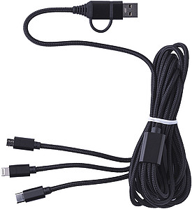 PETLER Nabíjecí kabel s více koncovkami, černá - reklamní předměty