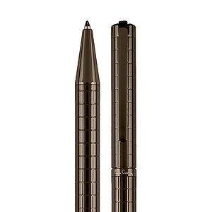 PIERRE CARDIN ESPACE Kovové guľôčkové pero s otočným mechanizmom a šachovnicovým rytím, gunmetal