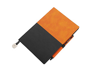 PIERRE CARDIN REPORTER SET Sada poznámkového bloku A5 a guličkového pera Celebration, oranžová/čierna