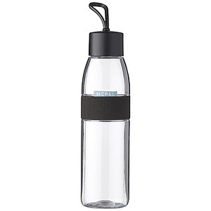 Plastová fľaša na vodu, 500 ml, transparentná so sivým viečkom a rukávom