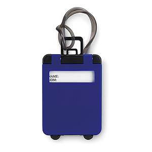 Plastová jmenovka na zavazadlo, tvar kufru, královská modrá - reklamní předměty