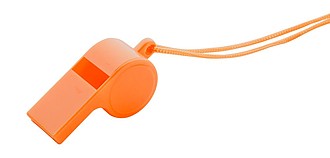 Plastová píšťalka so šnúrkou, oranžová
