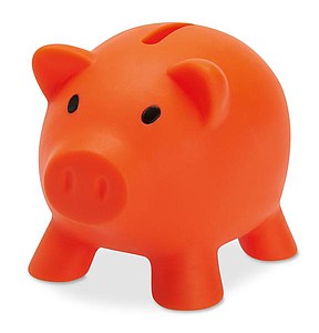 Plastová pokladnička prasátko, oranžová