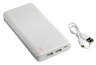 Plastová powerbanka s kapacitou 20 000 mAh, biela