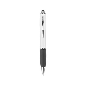 Plastová propiska, černá n., konec jako stylus, bílá