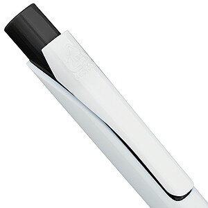 Plastová propiska s bílým tělem, černá