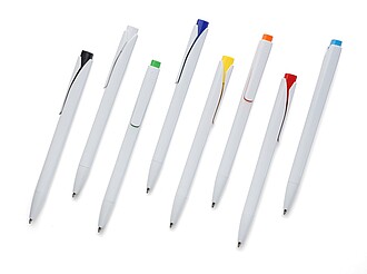 Plastová propiska s bílým tělem, světle modrá