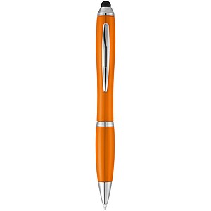 Plastová propiska se stylusem, náplň černá, oranžová