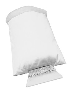 Plastová škrabka na led s rukavicí, bílá