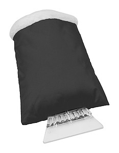 Plastová škrabka na led s rukavicí, černá
