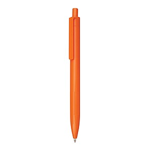 Plastové pero s rebrovaným úchopom, oranžové