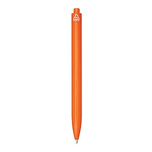 Plastové pero s rebrovaným úchopom, oranžové