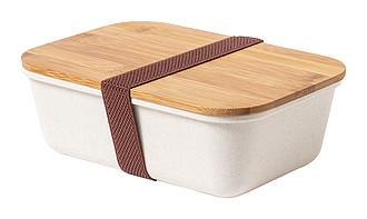 Plastový box na jídlo s bambusovým víčkem, 1l, béžový