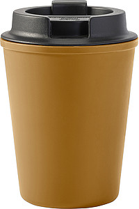 Plastový cestovní hrneček o objemu 350 ml, hnědý - reklamní hrnky