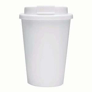 Plastový dvouvrstvý hrnek s víčkem, 300ml, bílý