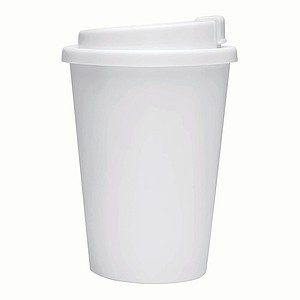 Plastový dvouvrstvý hrnek s víčkem, 300ml, bílý