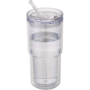 Plastový hrnček Archer o objeme 480 ml s dvojitou stenou, transparentná