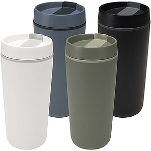 Plastový hrnek Sedona o objemu 480 ml s dvojitou stěnou, modrošedá