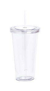 Plastový kelímek na pití s víčkem a brčkem, 750ml, transparentní