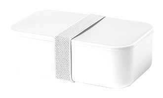 Plastový lunchbox, 1l, s elastickým popruhem, bílý