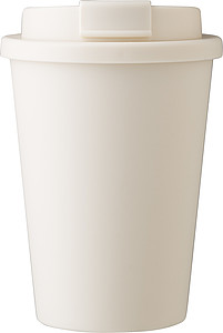 Plastový pohár s viečkom na pitie, 350ml, béžový