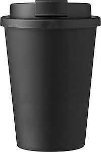 Plastový pohár s viečkom na pitie, 350ml, čierny