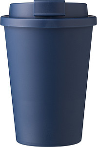 Plastový pohár s viečkom na pitie, 350ml, námornícka modrá