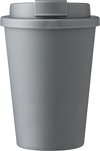 Plastový pohár s viečkom na pitie, 350ml, šedý
