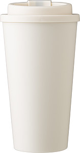 Plastový pohár s viečkom na pitie, 475ml, béžový