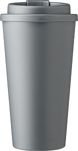 Plastový pohár s viečkom na pitie, 475ml, šedý