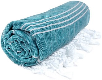 Plážová osuška HAMAM SULTAN, petrolejová/bílá