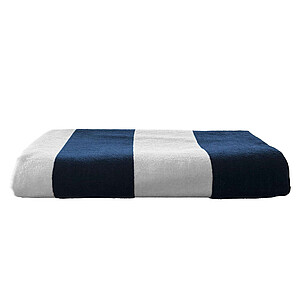 Plážová osuška OLIMA „CLASSIC MARINE” BEACH VELOUR BATH TOWEL, 90 × 180 cm, bílá/tm.modrá