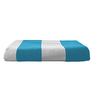 Plážová osuška OLIMA „CLASSIC MARINE” BEACH VELOUR BATH TOWEL, 90 × 180 cm, tyrkysová/bílá