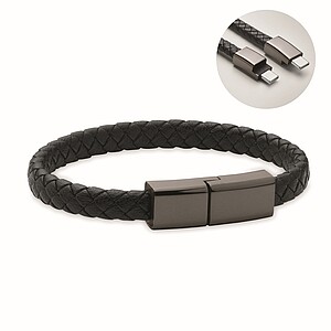 Pletený náramek a kabel type-C, černá