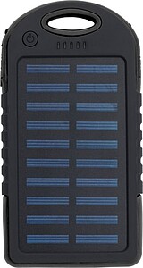 Pogumovaná ABS solární powerbanka, černá