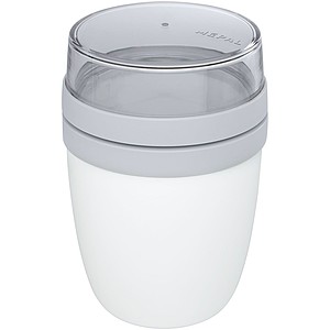 Pohárikový lunchbox s 2 priehradkami, biely