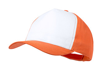 Polyesterová kšiltovka, přední panel je bílý k sublimaci, oranžová
