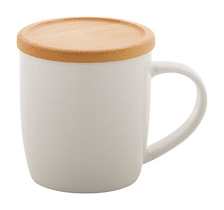 Porcelánový hrnček, 320 ml, bambusový podšálik