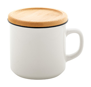 Porcelánový hrnček 320 ml s bambusovým podložkou