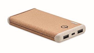 Powerbank 10000mAh s bezdrátovou nabíječkou a korkovým povrchem