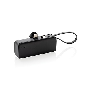 Powerbanka 3000mAh z RCS recyklovaného plastu s USB C, čierna
