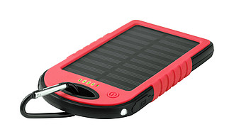 Powerbanka 4000mAh se solárním nabíjením, červená