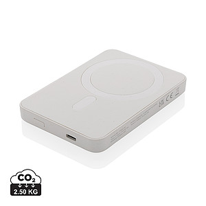 Powerbanka 5000mAh s magnetem a bezdrátovým nabíjením, bílá